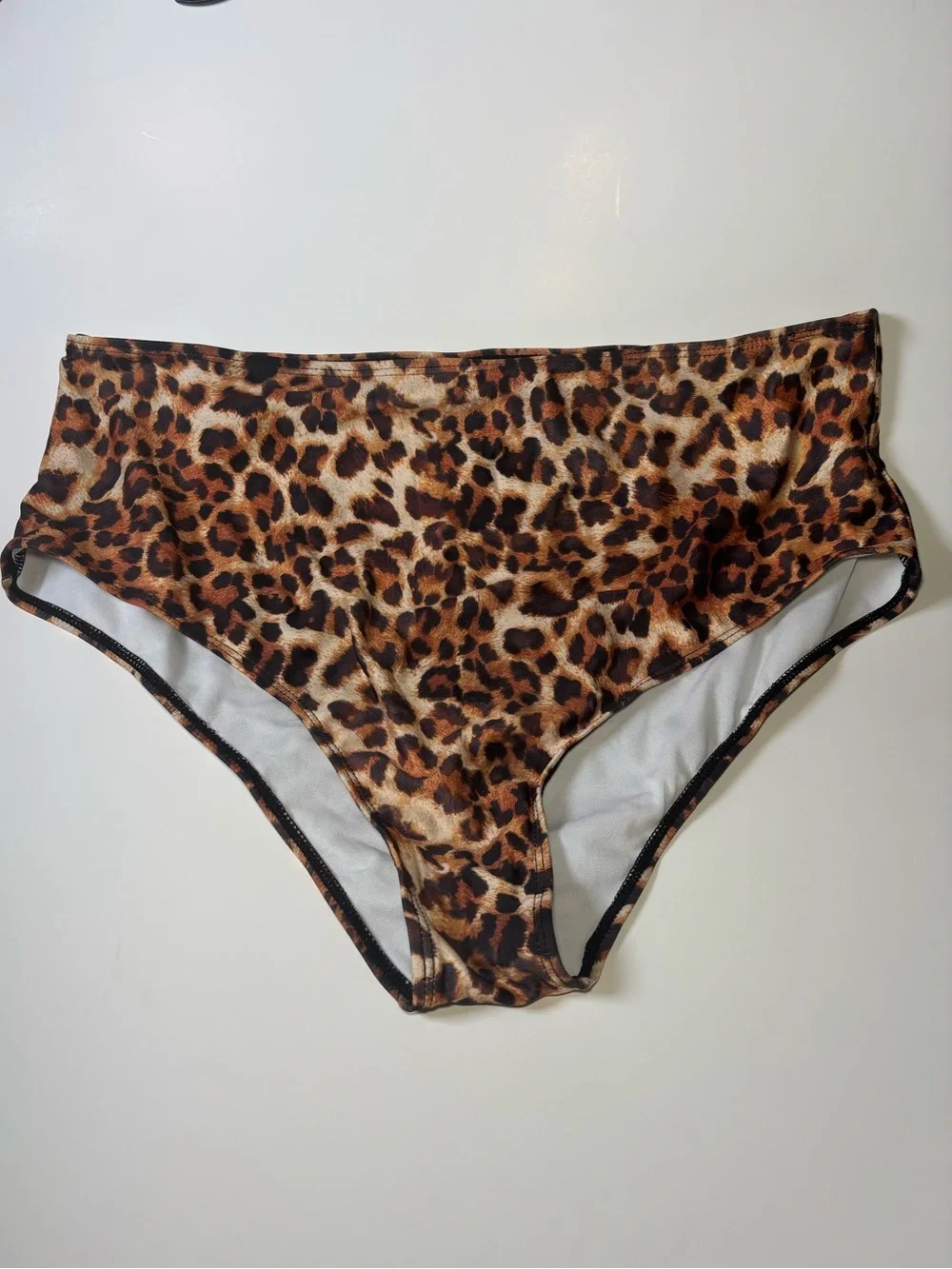 Leopard Print High-Waist Bikini Bottoms